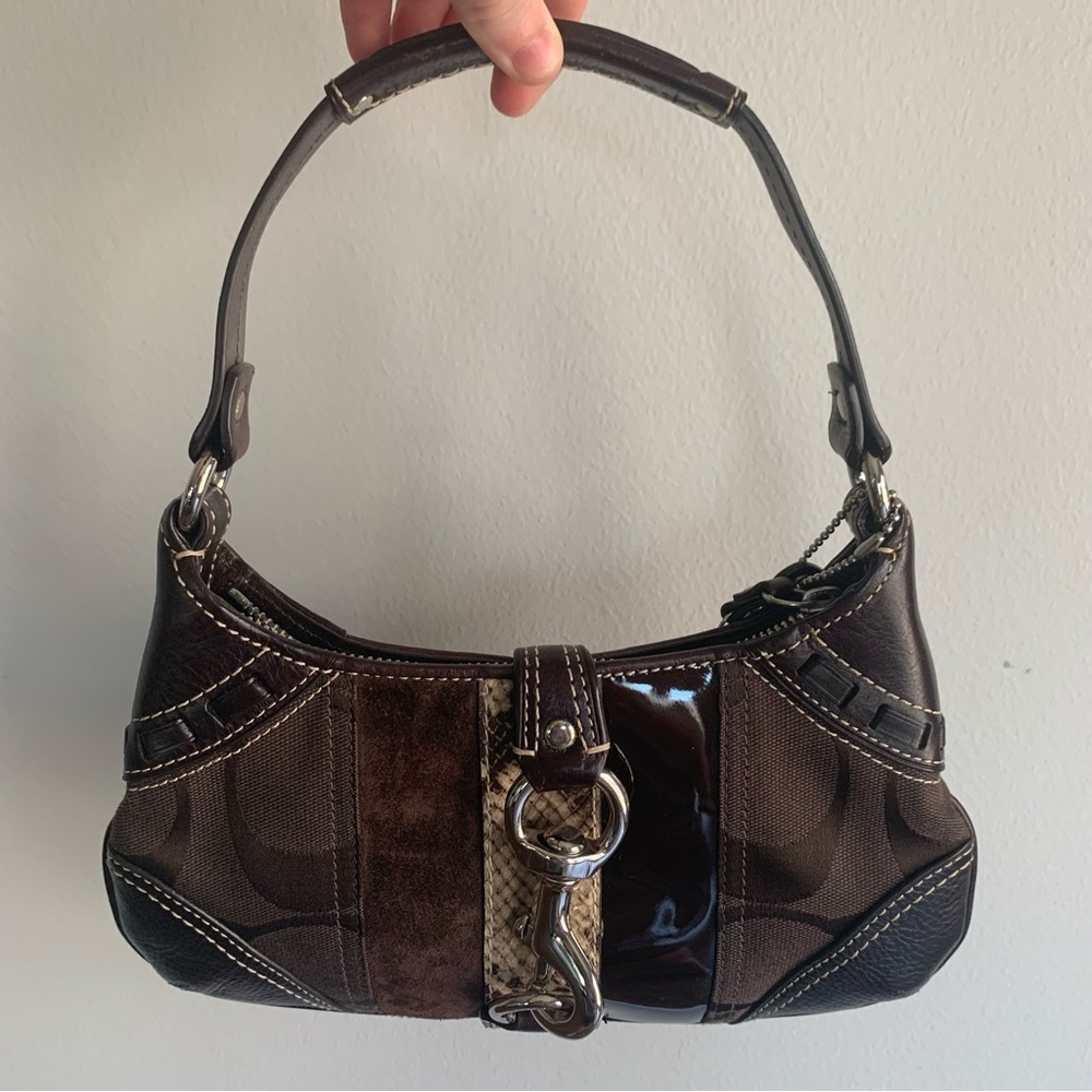 Coach Hampton Signature Striped Python Hobo Bag